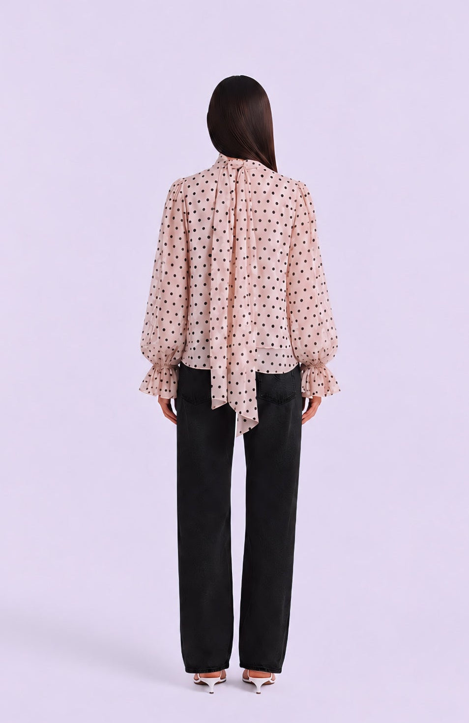 The Polka Dots Blouse in Nude Pink