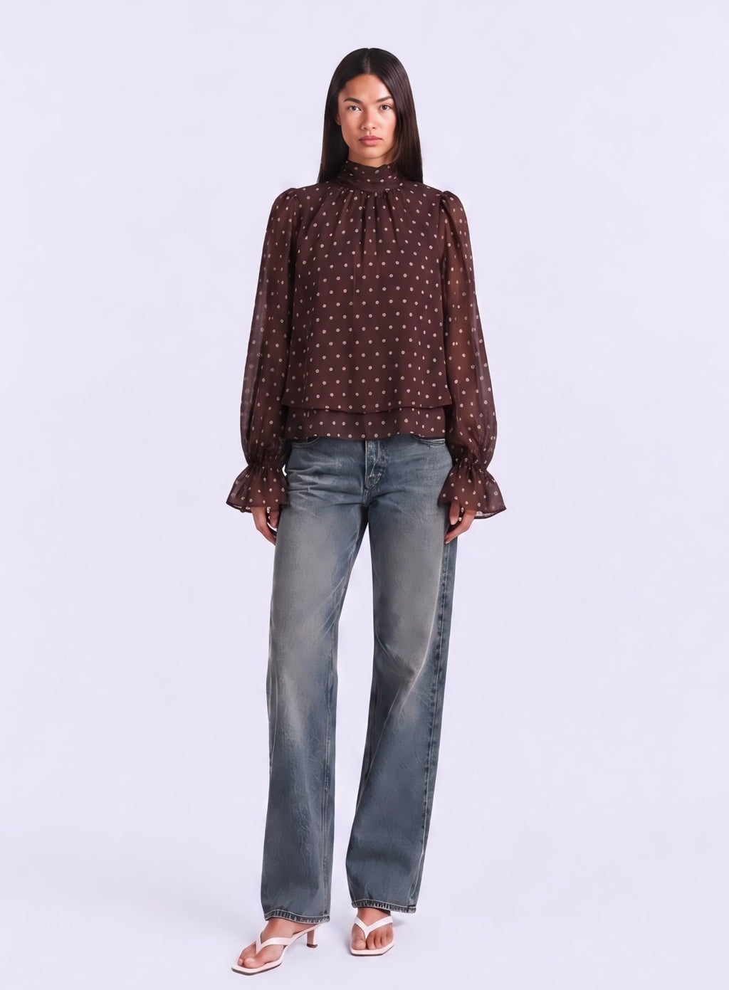 The Polka Dots Blouse in Dark Brown