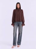 The Polka Dots Blouse in Dark Brown