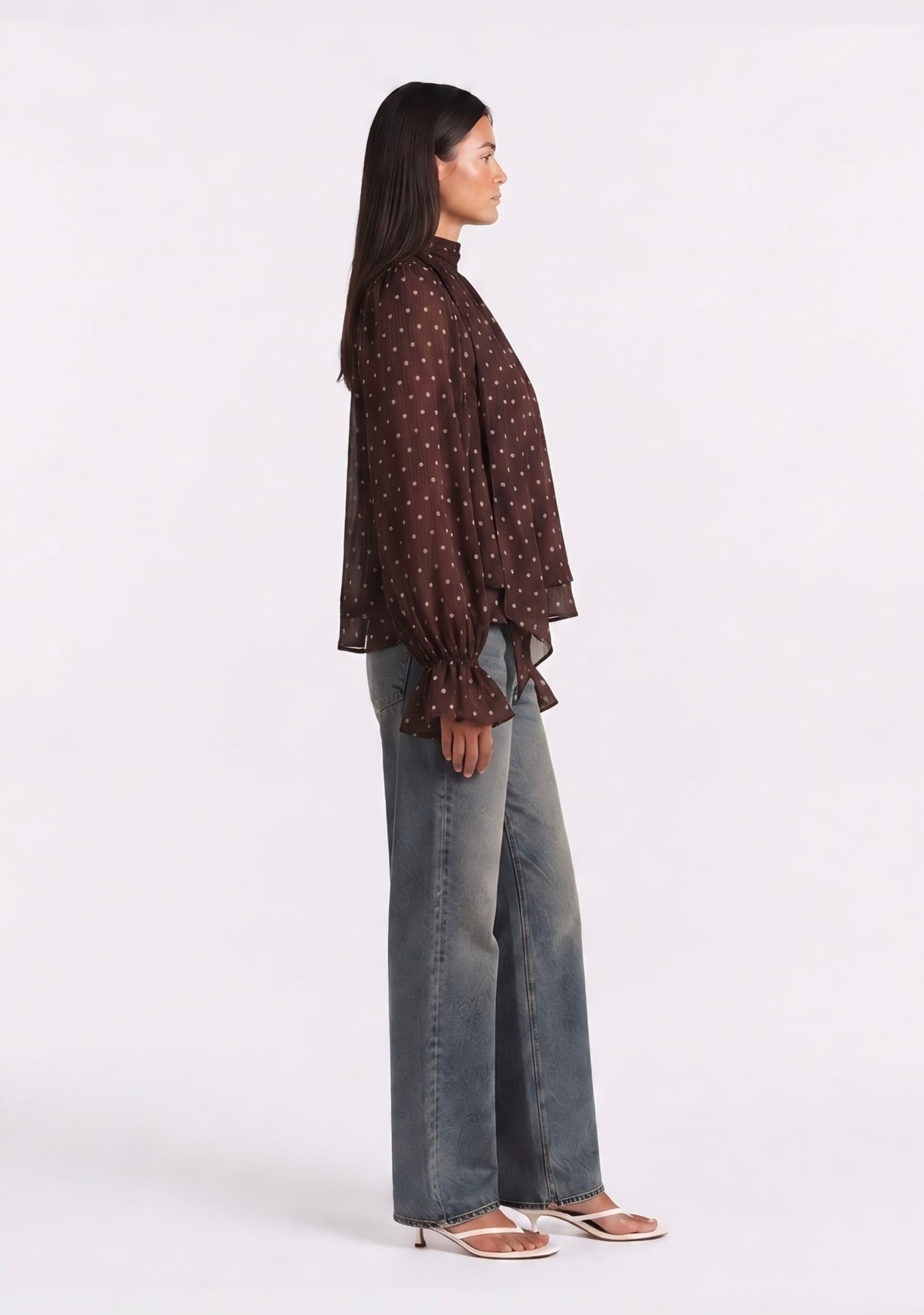 The Polka Dots Blouse in Dark Brown