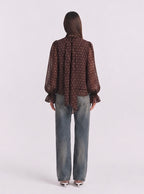 The Polka Dots Blouse in Dark Brown