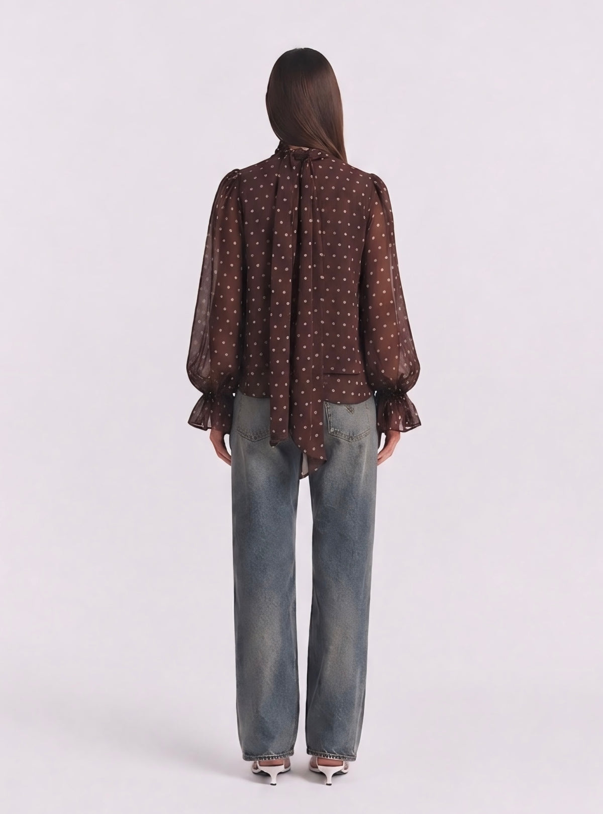 The Polka Dots Blouse in Dark Brown
