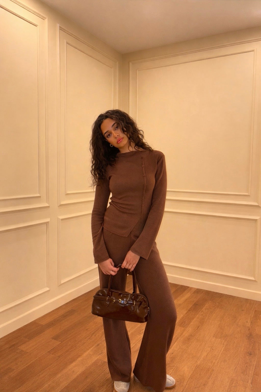 “Airy” knit set in Brown