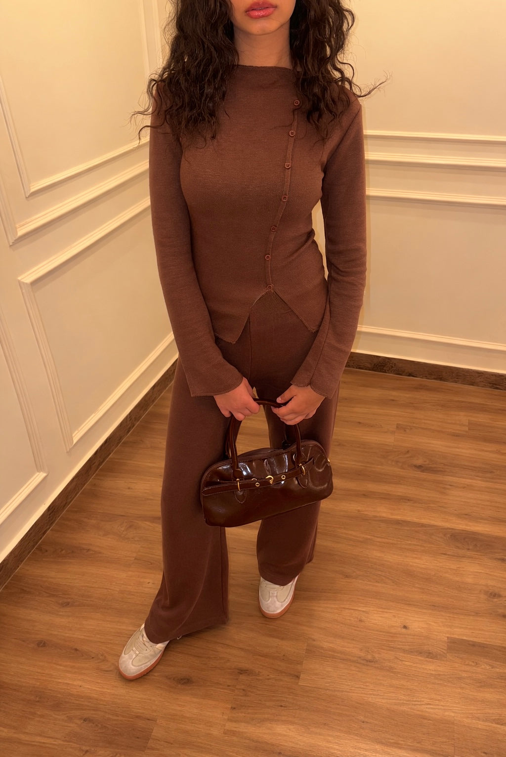 “Airy” knit set in Brown