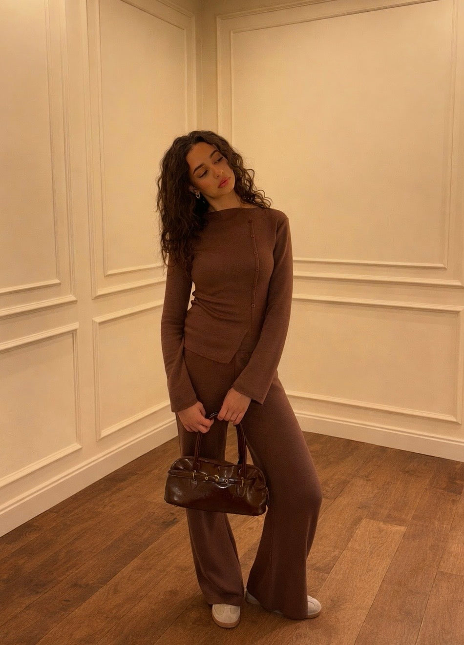 “Airy” knit set in Brown