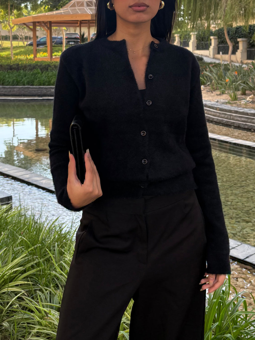 Mohair Knit Cardigan in Black