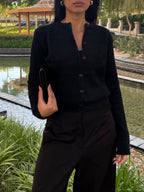 Mohair Knit Cardigan in Black