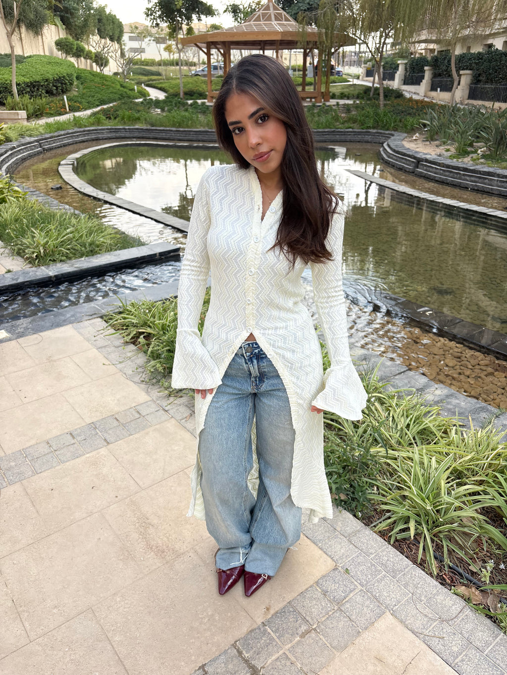 The flare cardigan in Off-White