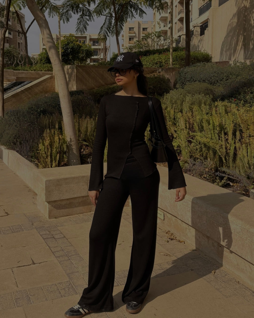 “Airy” knit set in Black