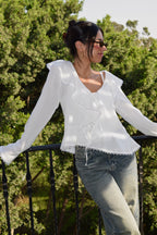The Ruffle Linen Blouse in White