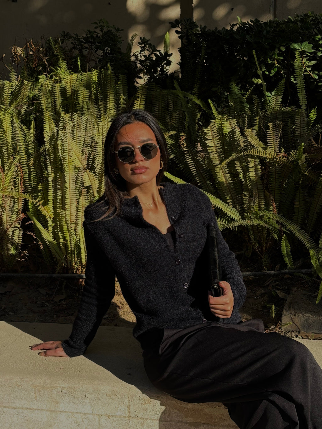 Mohair Knit Cardigan in Black