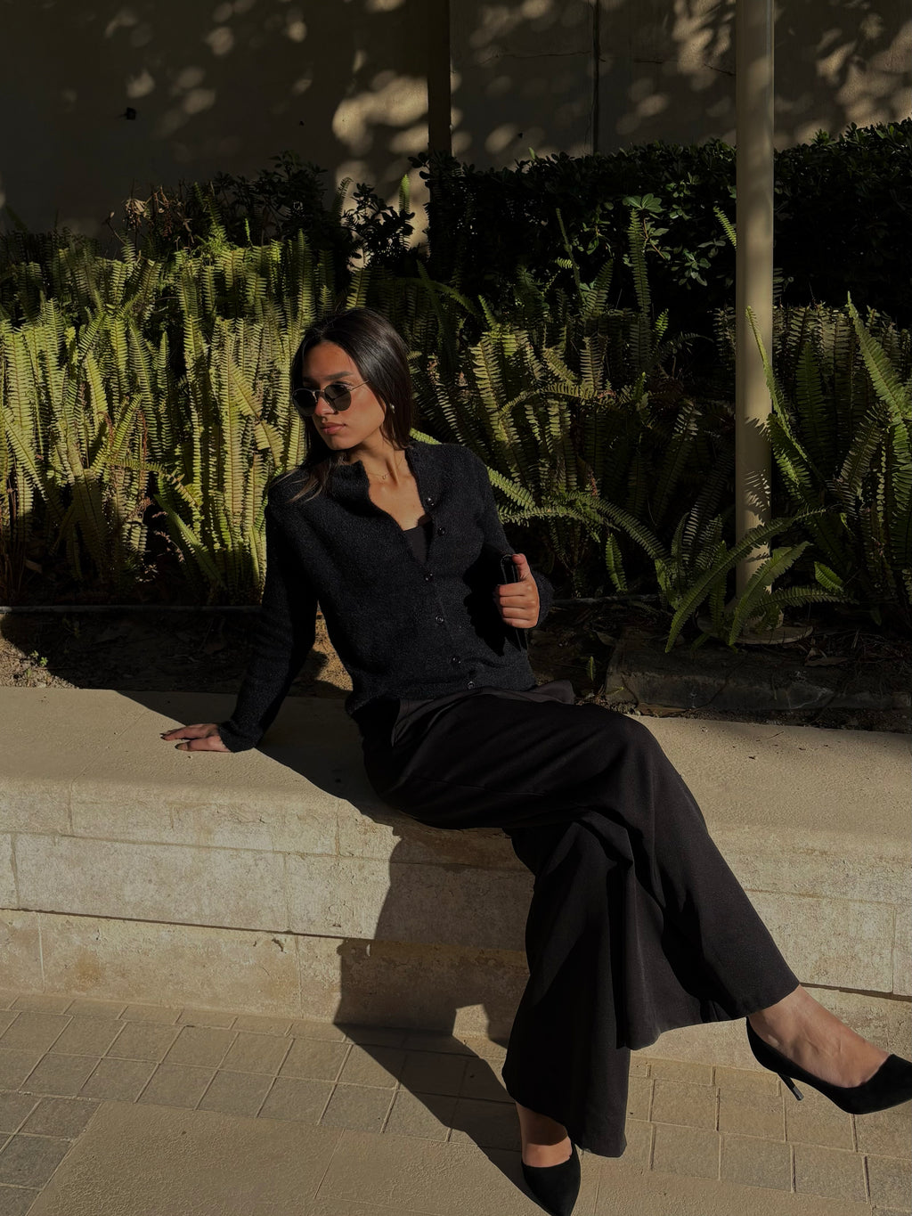 Mohair Knit Cardigan in Black
