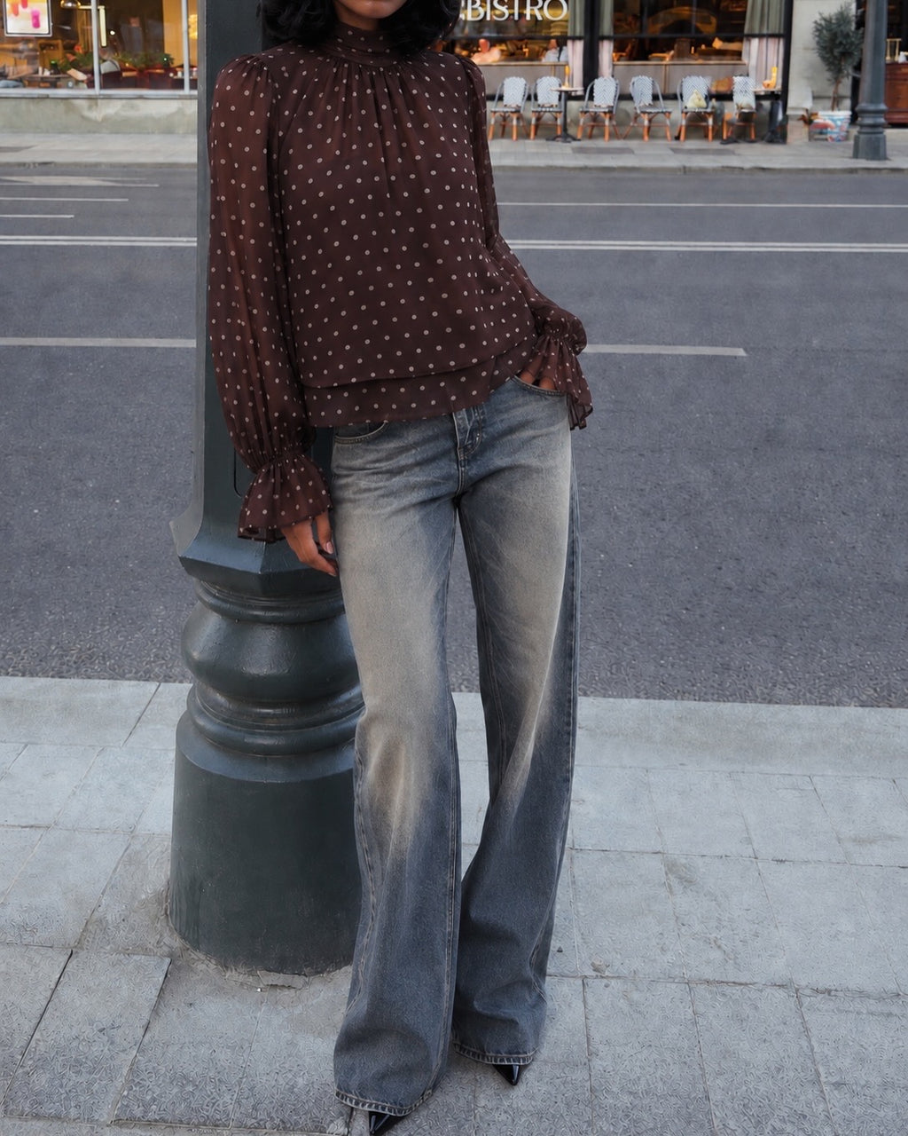 The Polka Dots Blouse in Dark Brown